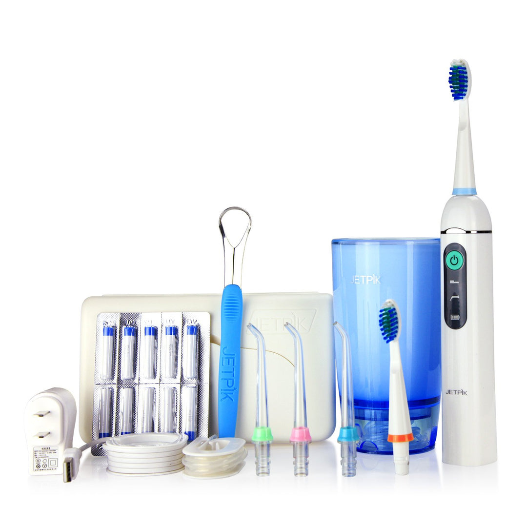 JETPIK 200 (Elite) 3 in 1 System: Elektrische Zahnseide mit Impuls - Munddusche und Schallzahnbürste