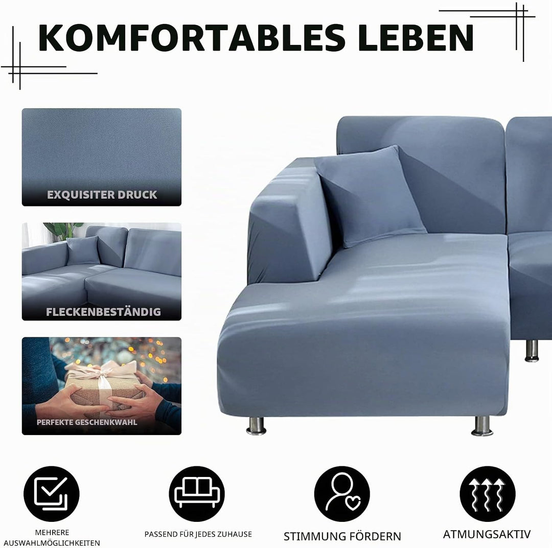 Lydevo Sofabezug Ecksofa L Form Sofa Überwürfe Stretch Sofabezug L Form Rechts oder Links mit Zwei K