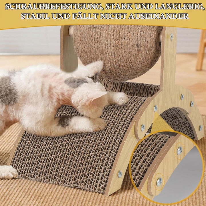 Kratzbrett für Katzen, Katzenspielzeug, 2-in-1 Katzenbett &amp; Kratzspielzeug mit Kratzball, ideal zum