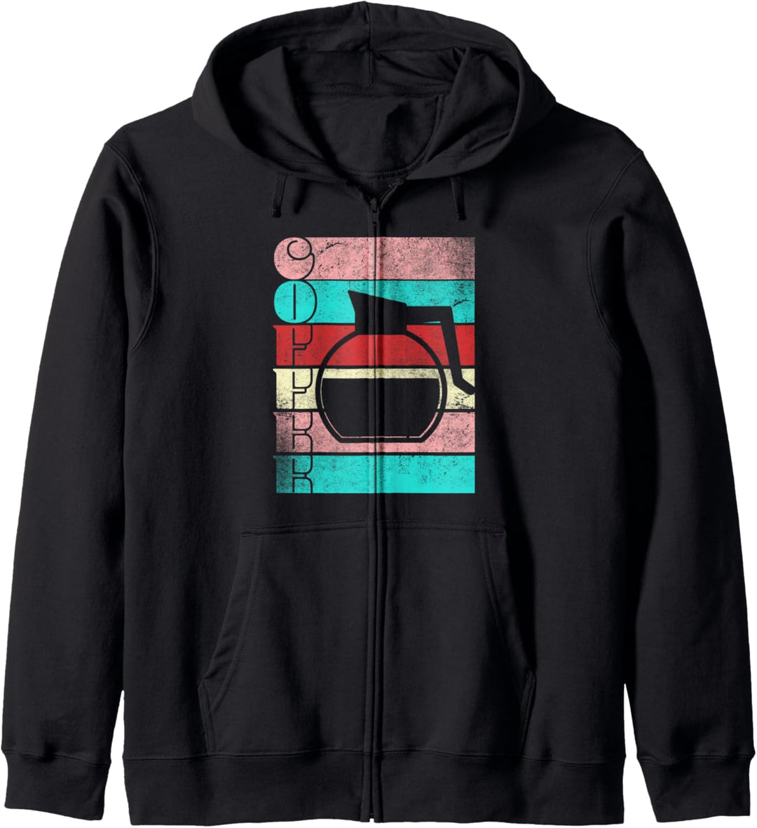 Coffee Distressed Style Distressed Stripes Kapuzenjacke