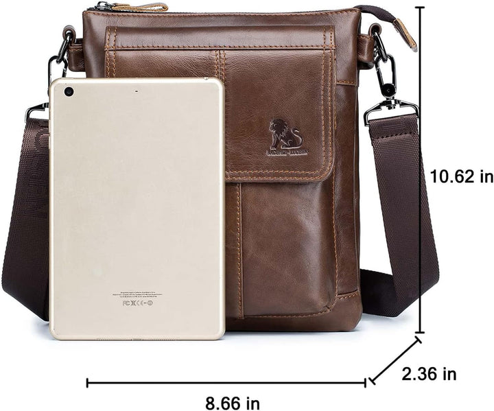 LOONGYOON Business Herren-Umhängetasche Lässige Mode Leder Crossbody Tasche Multi-Tasche Tragbare Re