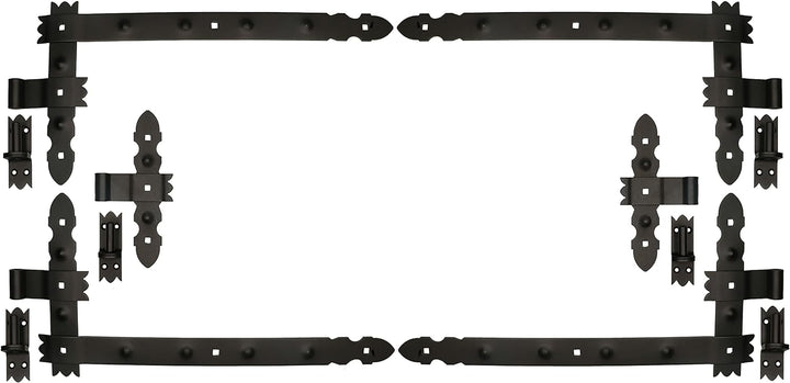 KOTARBAU® Winkelband Schmiedeeisen Dekorativ 800 x 50 mm + Mittelband 6 tlg. Satz mit Kloben zum Ans