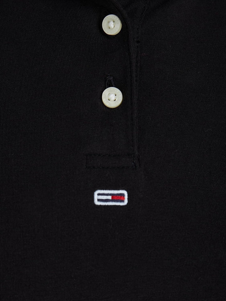 Tommy Jeans Damen Langarm Poloshirts S Schwarz, S Schwarz
