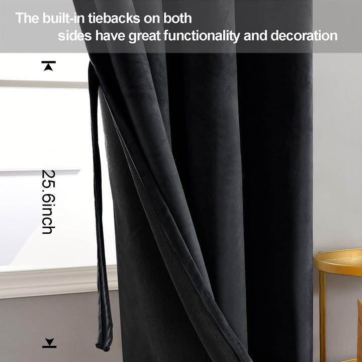 JIUZHEN Verdunklungsvorhang aus Samt,2er Set weiche blickdichte Gardinen mit Ösen für Schlafzimmer,1