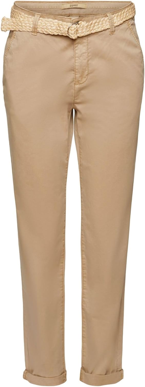 ESPRIT Chinohose mit Gürtel 32W / 34L Taupe, 32W / 34L Taupe