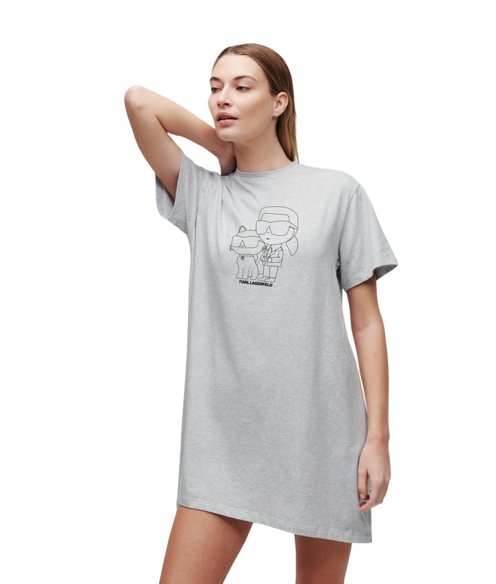 Karl ikonik 2.0 t-shirt pyjama kleid dress XS Grau/Schwarz, XS Grau/Schwarz