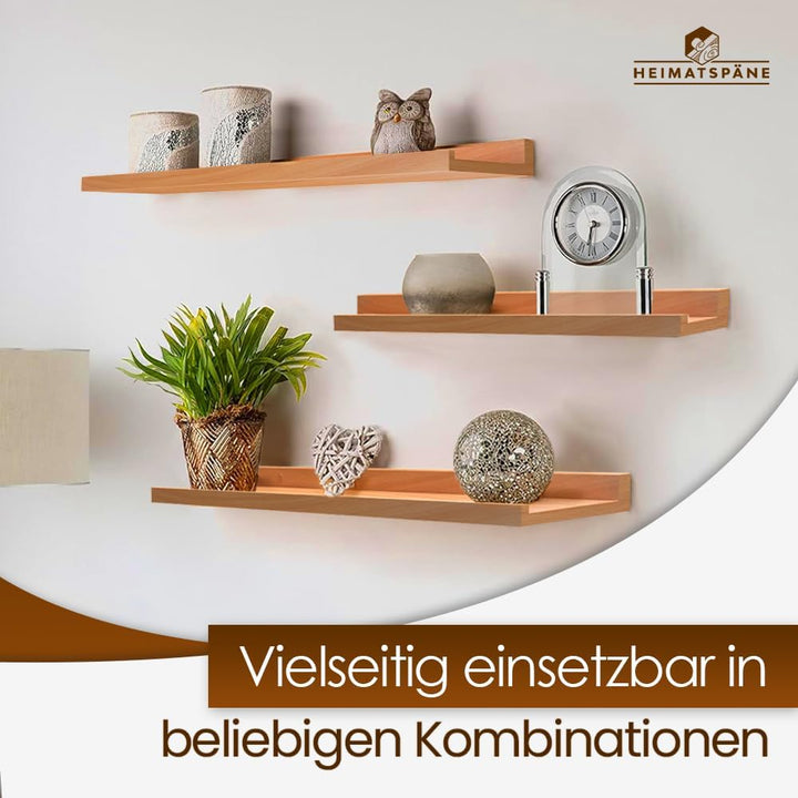 Bilderleiste Kernbuche 40cm - Wandregal Holz [inkl. Schraubenabdeckungen aus Echtholz] Regalbrett Ho