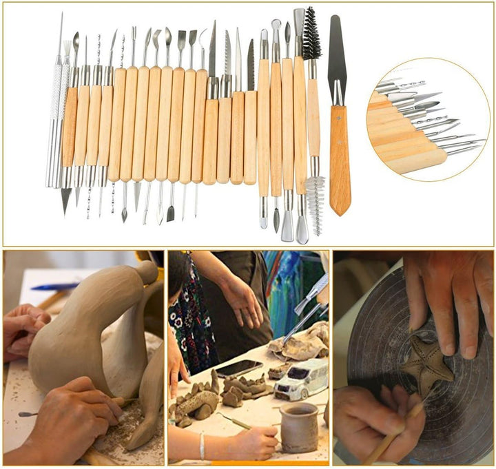 Winterworm 51 TLG Satz Modellierwerkzeug Modellierset für Ton Gips Modellbau Malerei Wachs Töpfer Kn
