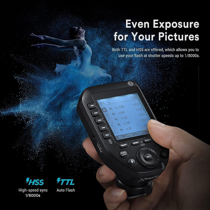 Godox XProII-N Blitzauslöser für Nikon Kamera, 2.4G TTL HSS 1/8000S, manuelle TCM-Funktion, grosser
