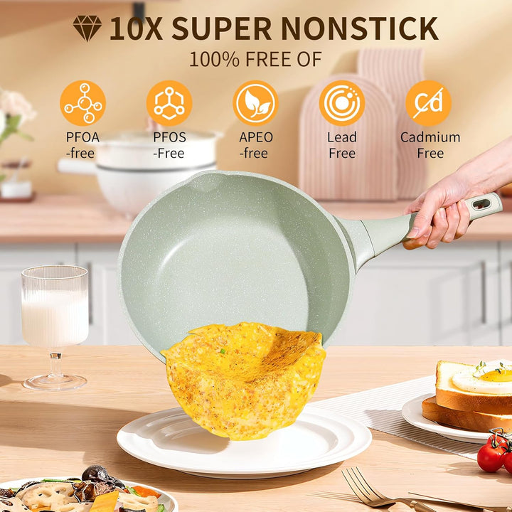 DYGG Schmorpfanne Wokpfanne mit Deckel 30 cm 5,5 L - Granit Antihaftbeschichtung PFOA/PFOS Frei - Fü