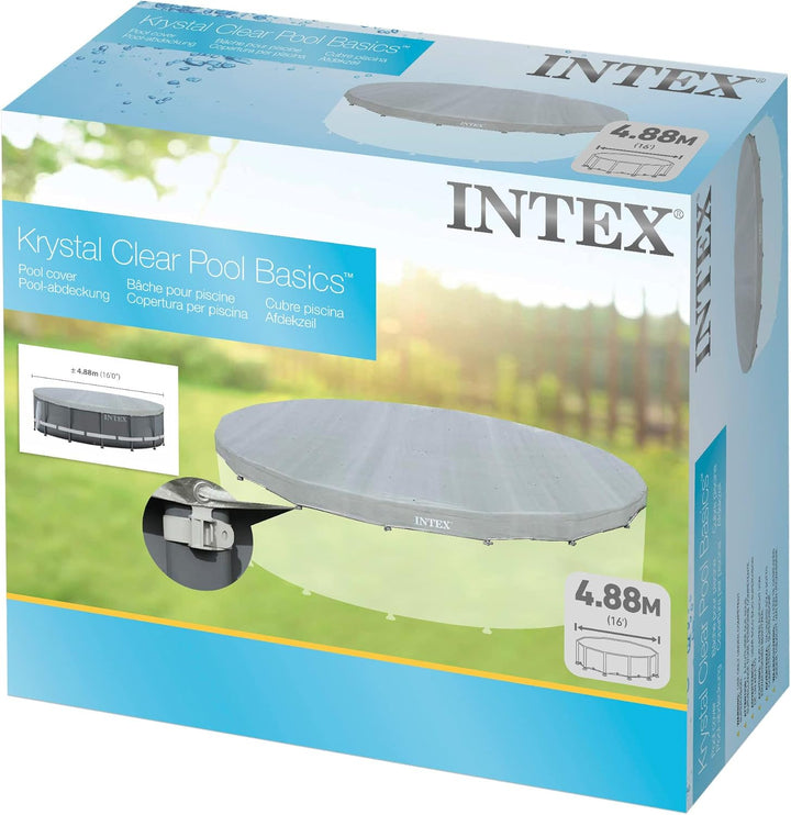 Intex Deluxe Pool Cover - Poolabdeckplane Deluxe - Ø 488 cm - Für Ultra Frame Pool Grau 488 cm