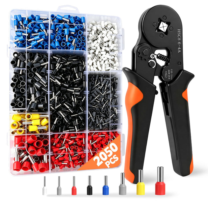 Aderendhülsenzange Set mit 2050 Aderendhülsen [Für 0,5-16mm²], Kabelschuhe Set Selbsteinstellend Cri