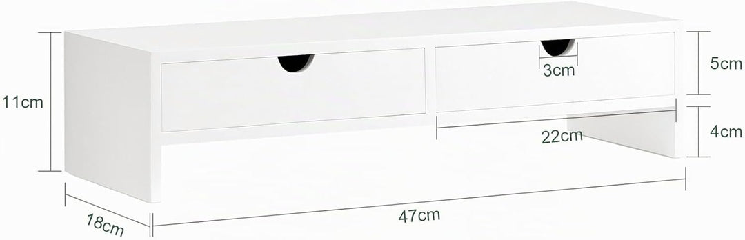 SoBuy Schreibtisch Organizer, Monitorständer mit 2 Schubladen, Monitorerhöhung für Schreibtisch, Mon
