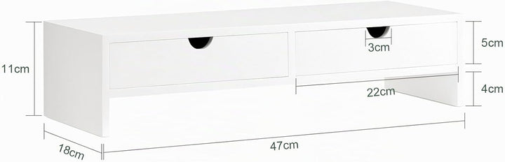 SoBuy Schreibtisch Organizer, Monitorständer mit 2 Schubladen, Monitorerhöhung für Schreibtisch, Mon