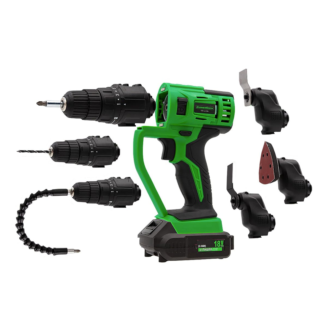 Hammersmith MultiTool - 58tlg Set - Akku Multifunktionswerkzeug - Oszillationswerkzeug - Bohren, Sch