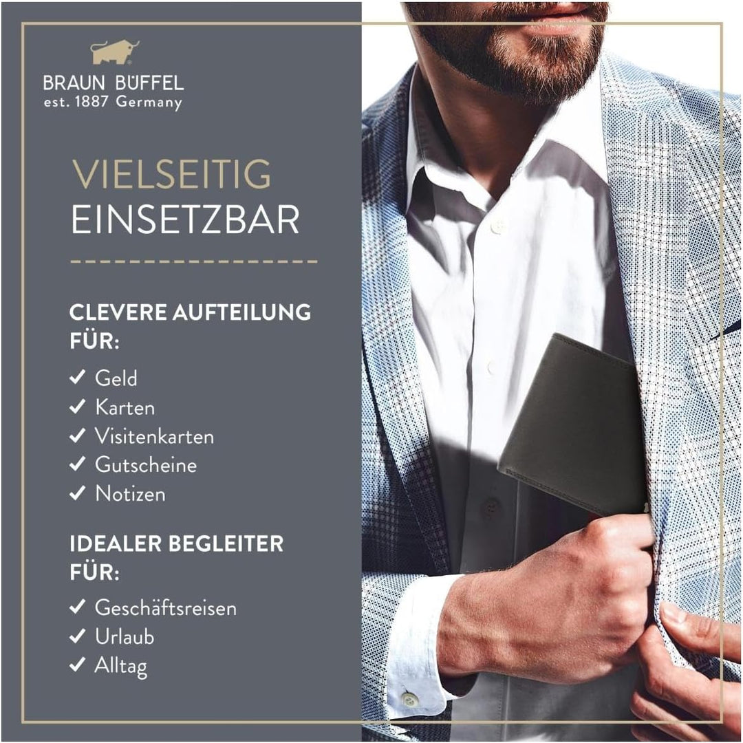BRAUN BÜFFEL Herren Geldbörse aus echtem Leder Golf 2.0 - Portemonnaie für Männer - 11 Kartenfächer