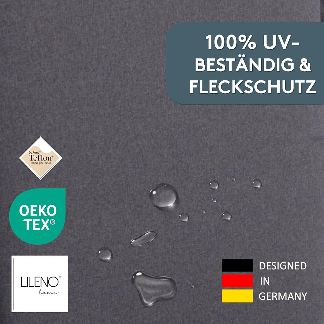 LILENO HOME Gartenstuhl Auflagen als [2er Set - Hochlehner] in Anthrazit Y - bequeme Liegen als Sitz