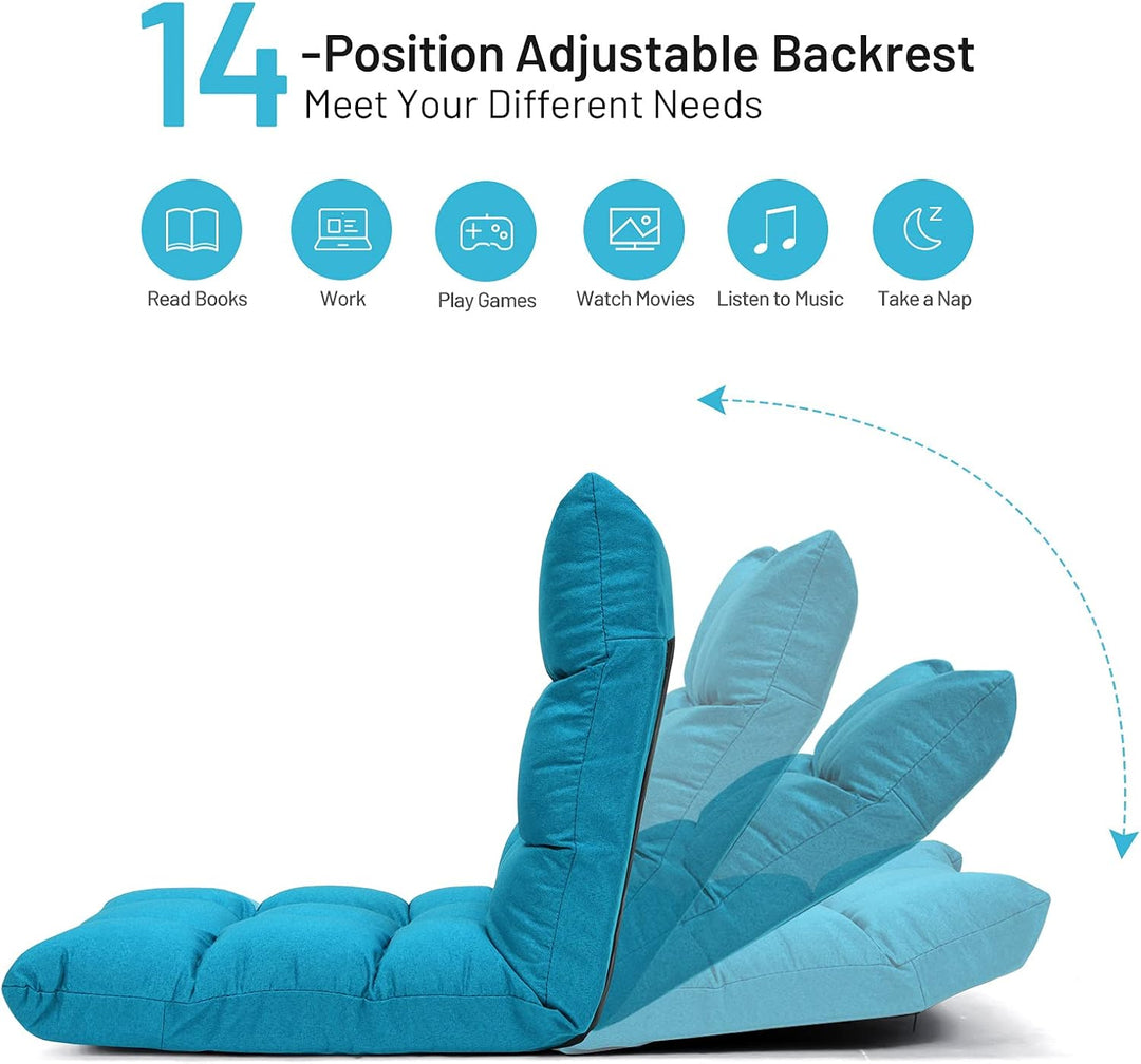 RELAX4LIFE Bodenstuhl Faltbar, Lazy Sofa, Meditationsstuhl, Bodensessel mit Verstellbarer Lehne, für