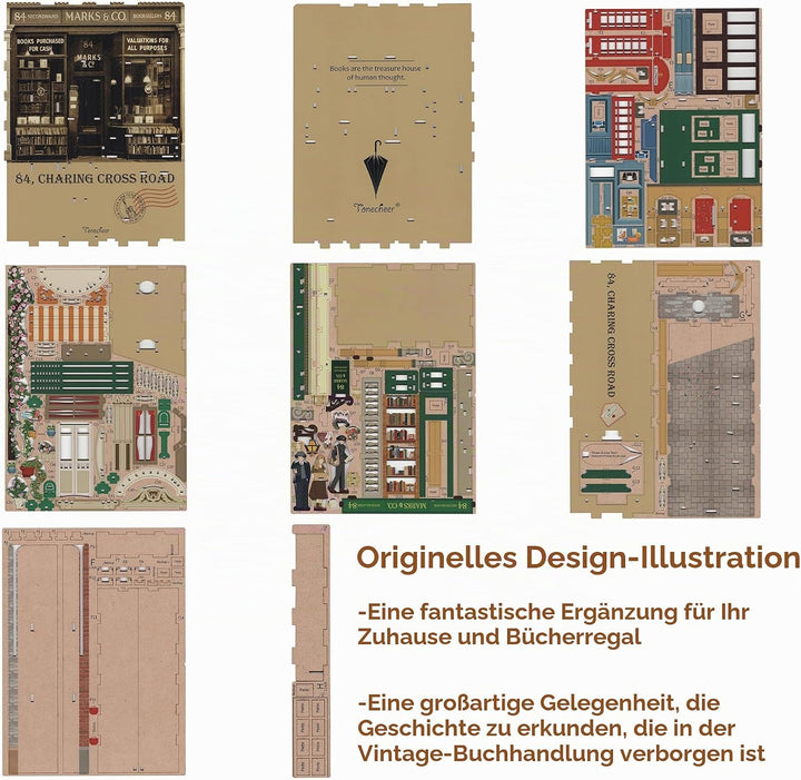 Tonecheer DIY Book Nook Kit Modellbausatz 3D Puzzle aus Holz für Erwachsene zum Baue Puppenhäuser Ha