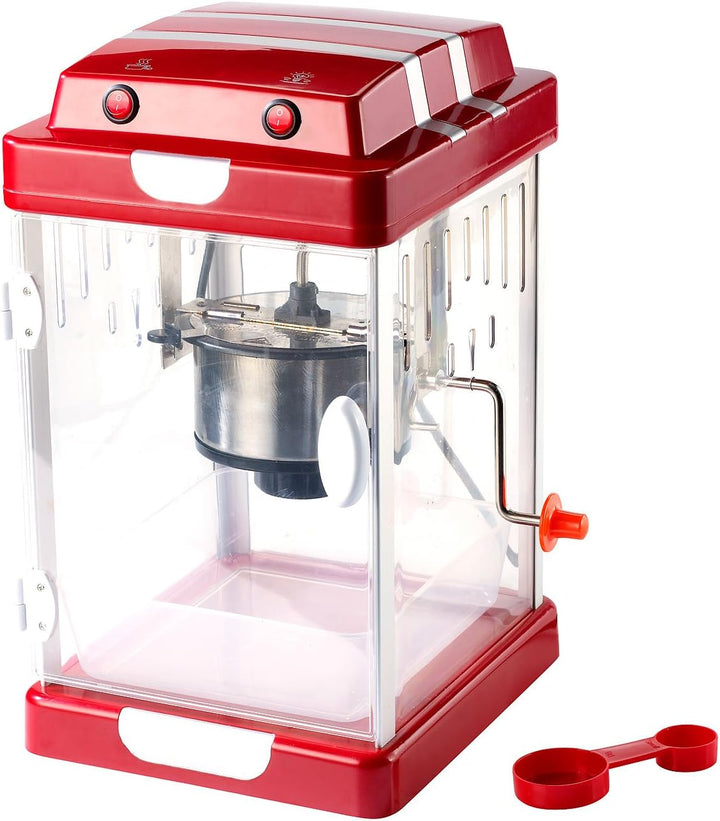Rosenstein & Söhne Popcorn Snacks: Retro-Popcorn-Maschine "Movie" und Rollwagen im 50er-Stil, rot (M