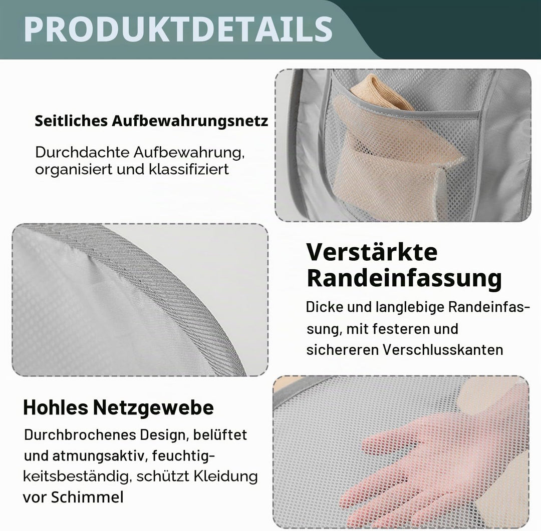 Wäschekörbe, faltbar, 36 x 36 x 58 cm, Pop-Up, Wäschekorb, faltbar, Pop-Up, aus Netzgewebe mit Griff
