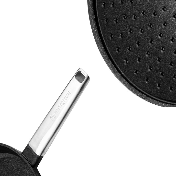 Westinghouse PERFORMANCE SERIES Wok Pfanne mit Deckel, Beschichtete Pfanne 28 cm mit Edelstahl-Griff