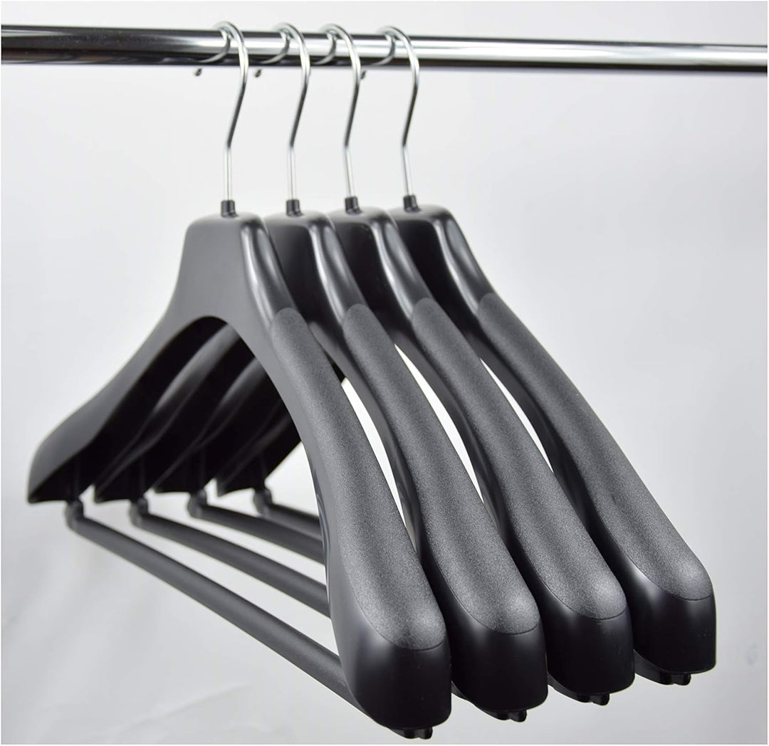 Kleiderbügel 20 Stück Anzugbügel 2- Teiler Jackenbügel Sakkobügel EU 45 cm Schwarz mit Hosensteg | B