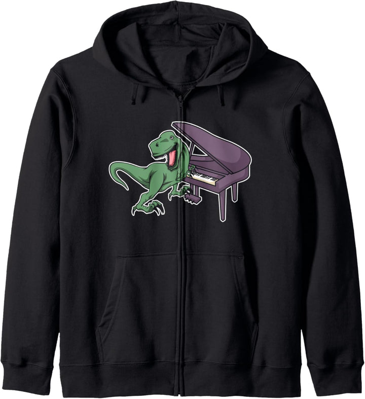 Pianist Klavierspieler Tier Flügel Piano I T-Rex Dinosaurier Kapuzenjacke