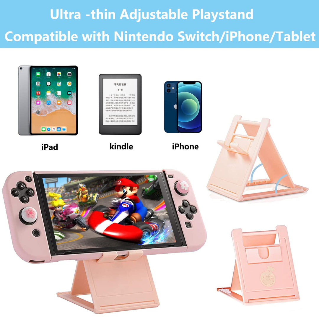 OLDZHU Rosa Reisezubehör Set Kompatibel mit Nintendo Switch,10 in 1 mit Rosa Tragetasche für die Swi