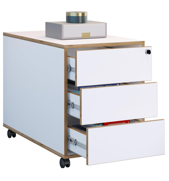 VCM Rollcontainer Beistellcontainer Bürocontainer Rollen rollbar anschliessbar Salia 3 Schublade Tie