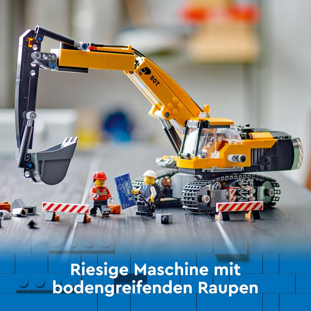 LEGO City Raupenbagger, Spielzeugbagger für Kinder ab 8 Jahren, Bauspielzeug mit Bagger-Modell, baub