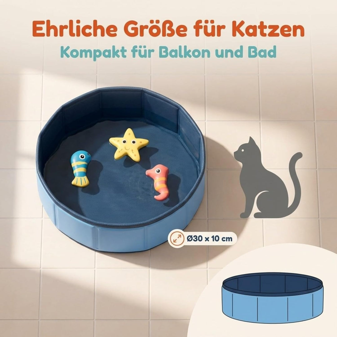 Swimmingpool Schwimmbecken für Katzen Katzenpool Katzenplanschbecken Katzenbadewanne, Faltbarer -Kat