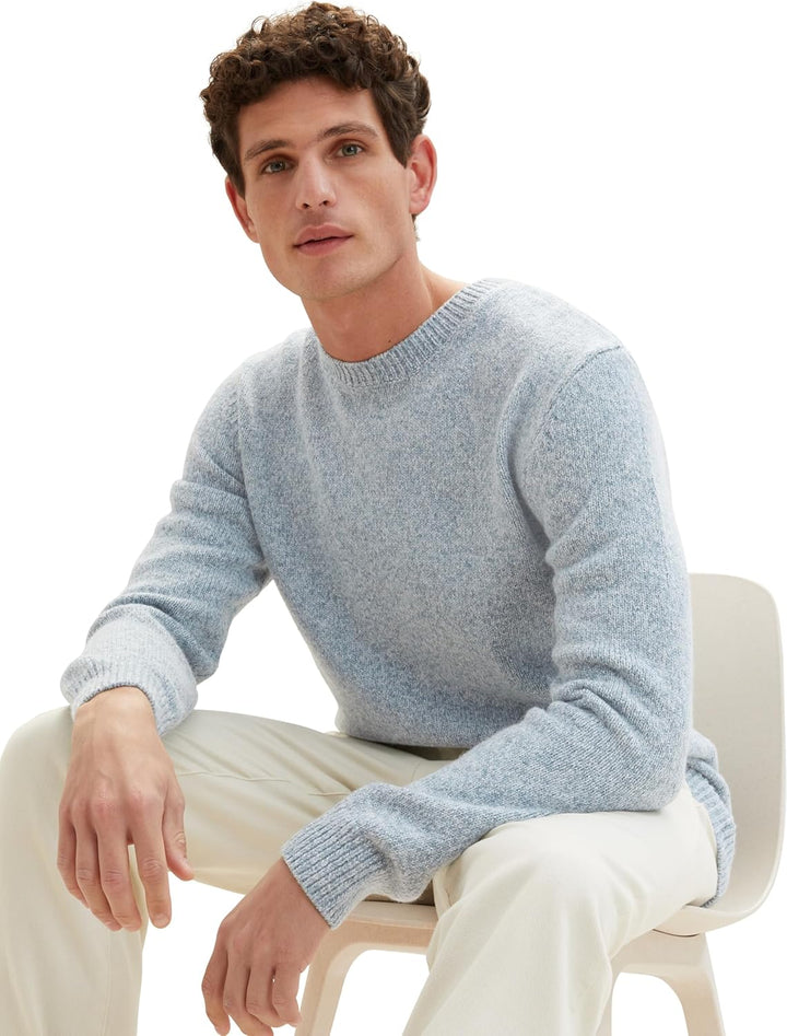 TOM TAILOR Herren Pullover, 34186 - Mint Grey White Twotone