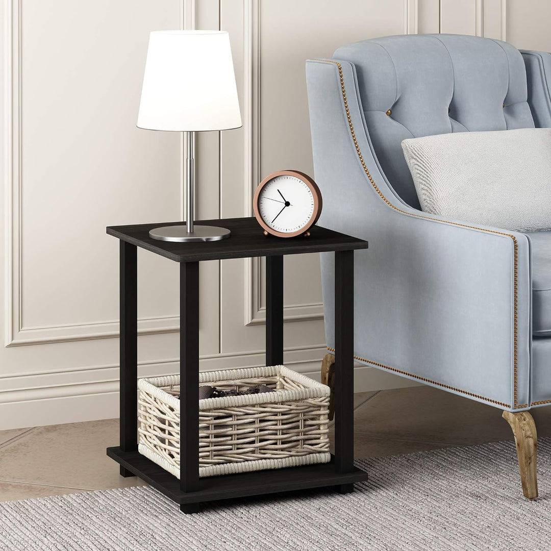 Furinno Simplistic Sofatisch, Couchtisch, Beistelltisch, mit 2 Ebenen, 2-er Set, Dunkle Walnuss, 39.