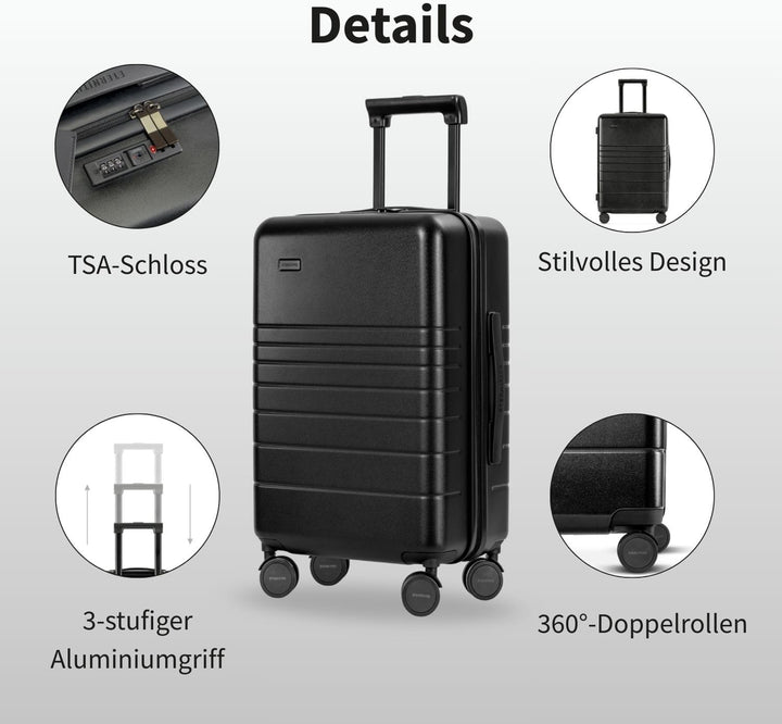 ETERNITIVE - Koffer I Reisekoffer aus Polycarbonat & ABS I Koffer Leicht mit Rollen 360° I Hartschal