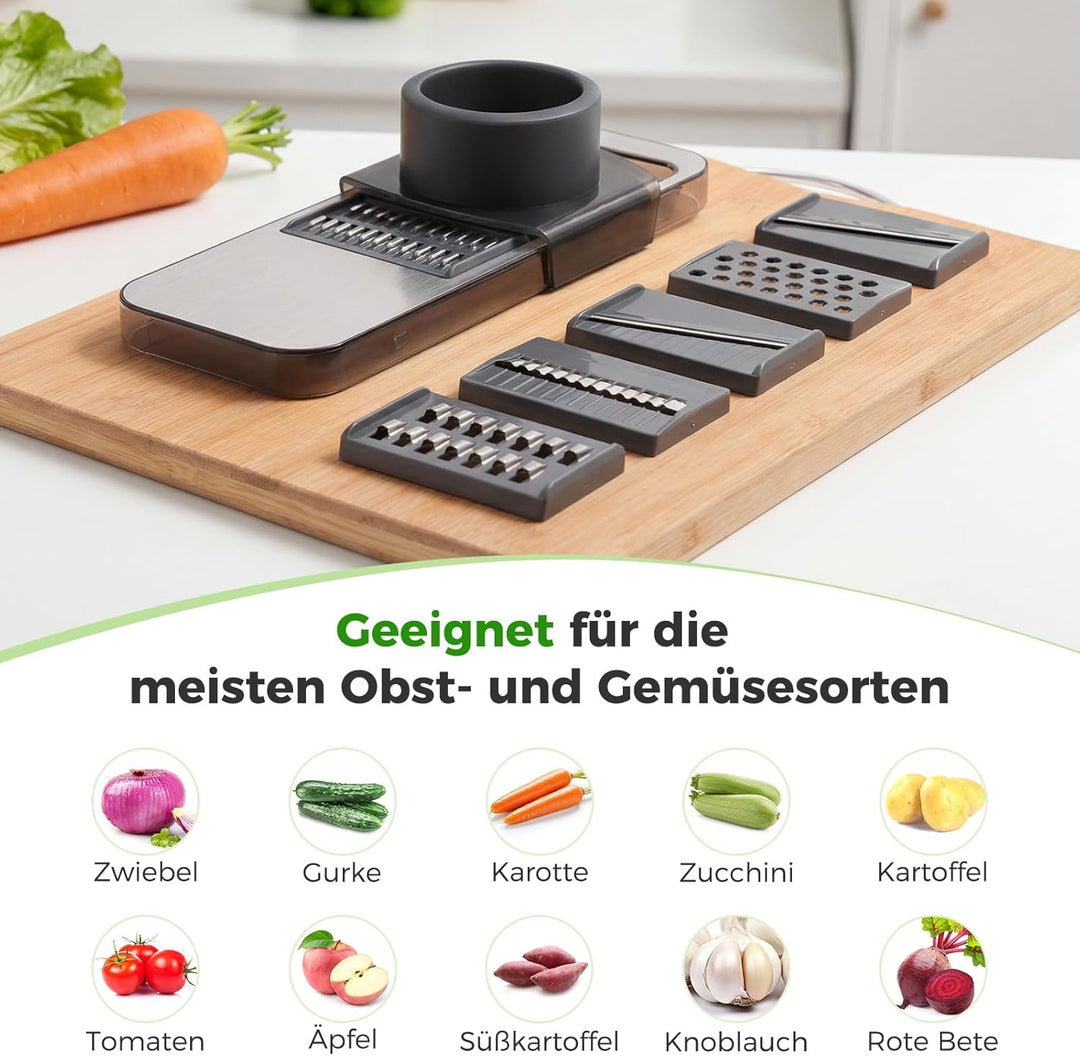 Oderra Gemüsehobel Edelstahl mit 6 Klingen, Mandoline Küchenhobel, Gemüseschneider Manuell für Gurke