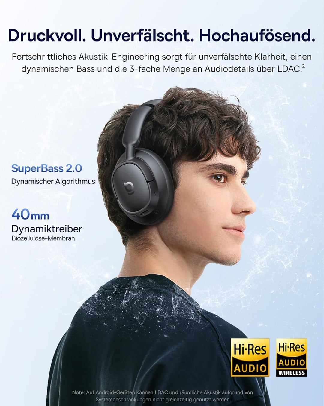 Baseus EH10 NC Bluetooth Kopfhörer mit -45dB Hybrid Active Geräuschisolierung, Over-Ear Kopfhörer mi