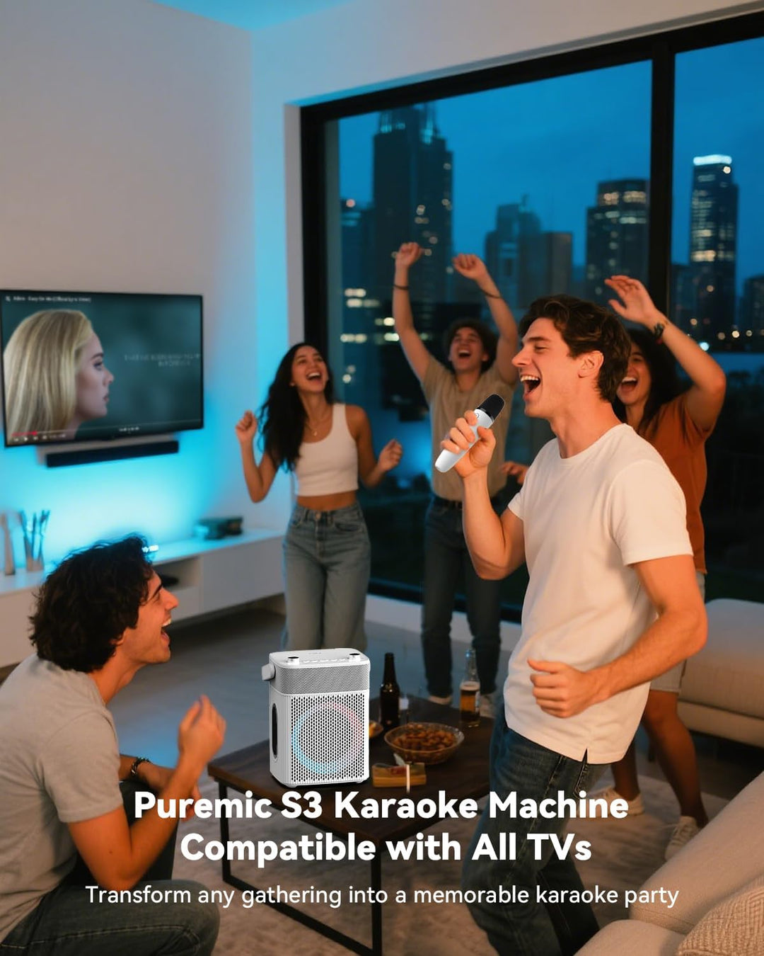 Tragbarer Bluetooth-Lautsprecher mit Licht, wasserdichte Karaoke-Maschine für Erwachsene und Kinder,