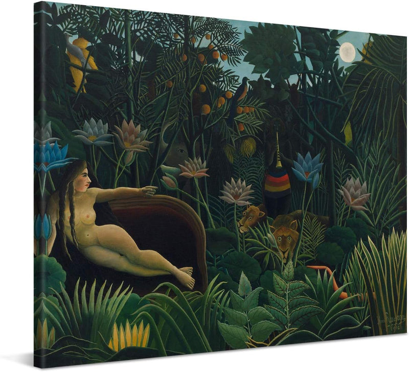 PICANOVA – Henri Rousseau – The Dream 100x75cm – Bild auf Leinwand – Premium Kunstdruck Auf 2cm Holz