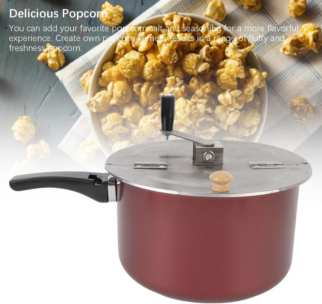 Popcorn-Popper für den Herd, Popcorn-Maker aus Edelstahl mit Handkurbel, Popcorn-Topf aus Edelstahl