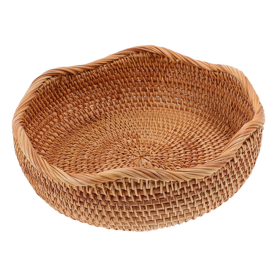 Runder Geflochtener Rattan Brotkorb 9.96X9.96X3.11In Vielseitiger Aufbewahrungskorb Für Brot Obst Sn