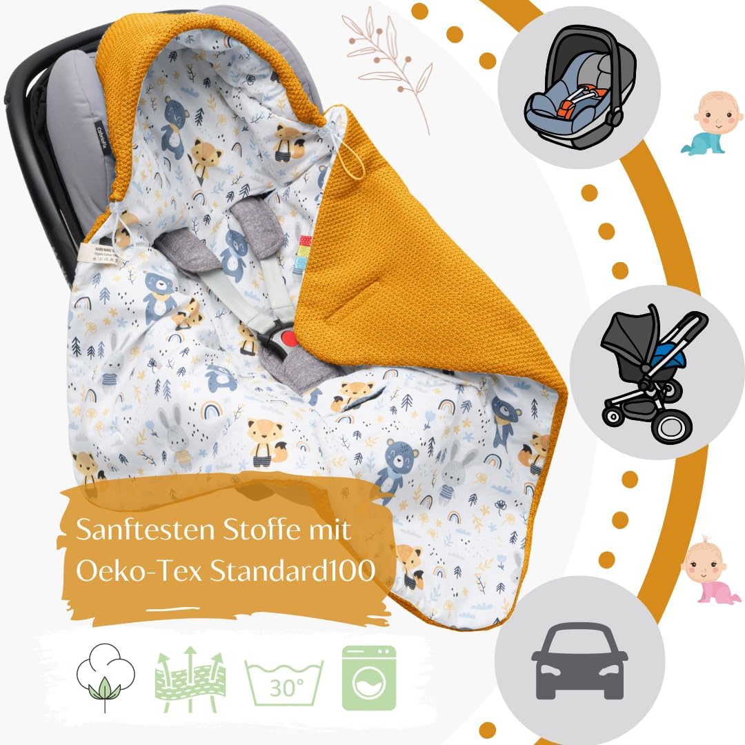 Einschlagdecke Babyschale Neugeborenes Baby Baumwollgarn und 100% Baumwolle mit Füllung Universal fü