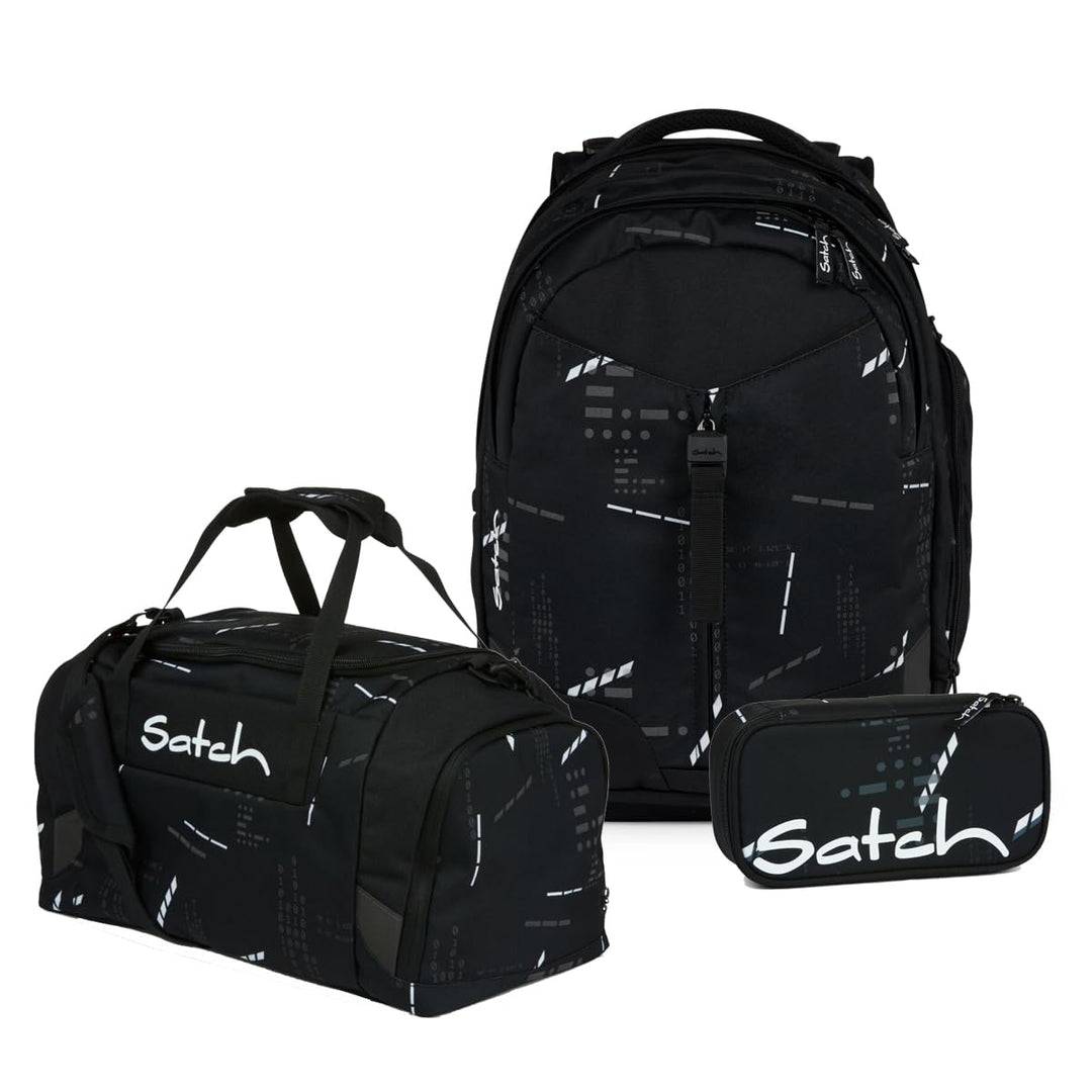 satch Match Schulrucksack Set 3tlg. inkl. Schlamperbox und Sporttasche Ninja Matrix, Ninja Matrix