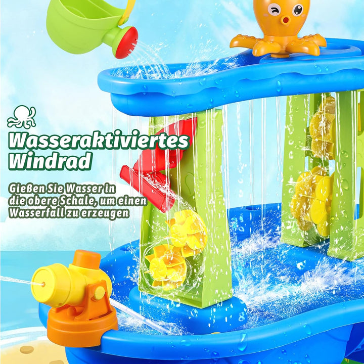 FRUSE Wasserspieltisch für Kinder,3-Tier Sand Wassertisch Spielzeug,Wasserspielzeug Aktivität Sensor