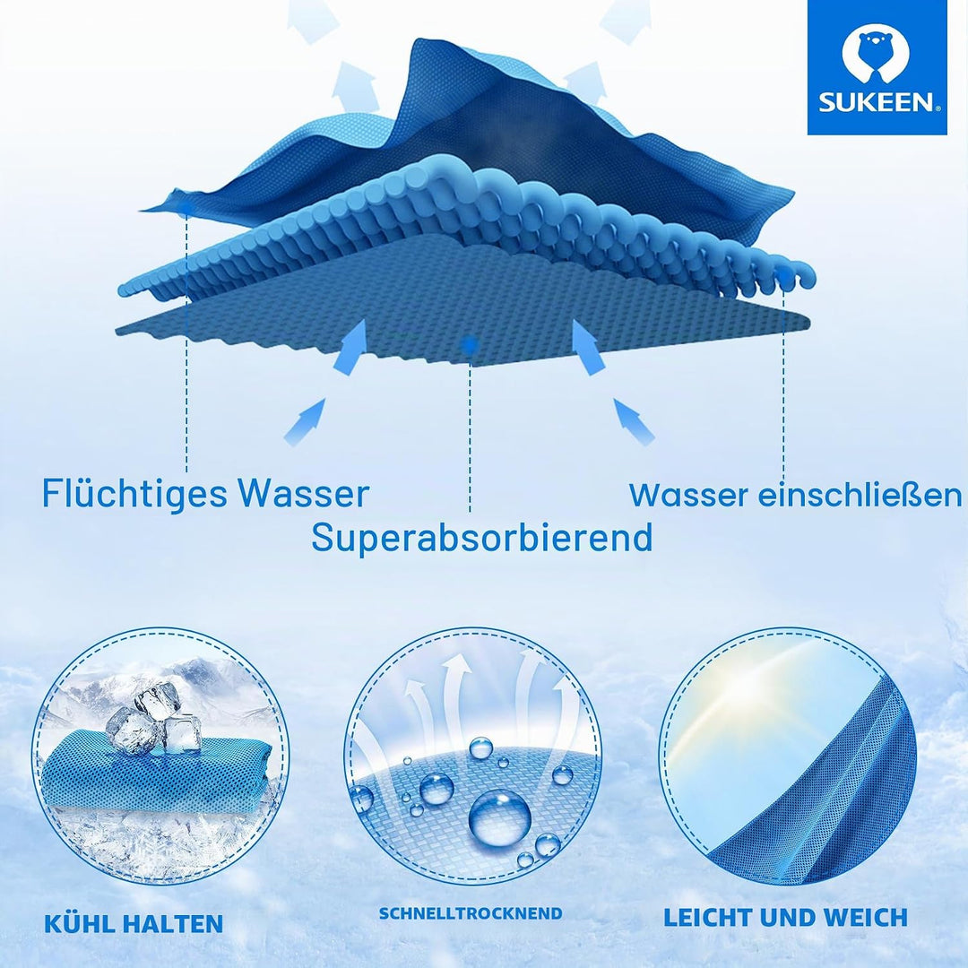 Sukeen Kühlendes Handtuch, Sport Cooling Towel für Hals und Körper, Schweisshandtuch schnelltrocknen