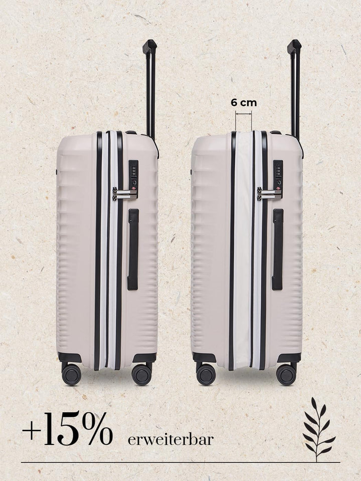 Eco Edition Mittelgrosser Hartschalen Koffer nachhaltig | Trolley 44 x 26 x 67 cm mit Dehnfalte von
