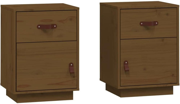 FIRBNUS Bedside Table Nachtkonsole Beistelltisch mit Stauraum Night Stand Nachttische 2er Set Honigb