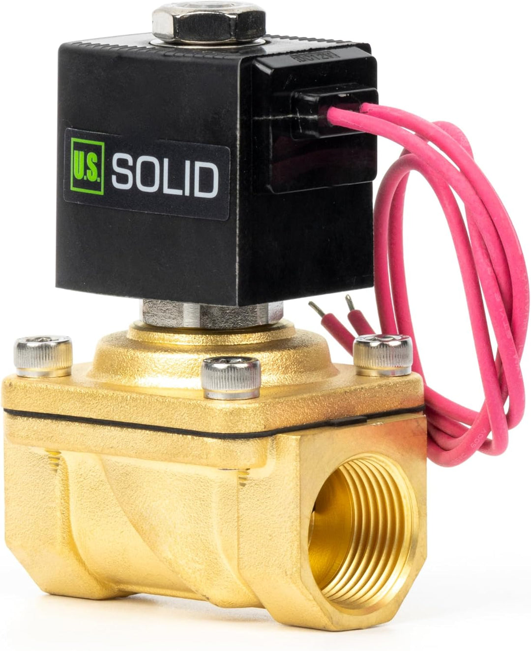 U.S. Solid 3/4" Magnetventil - Messing DC 12V mit Viton-Dichtung, stromlos geschlossen, Bleidraht-Ty