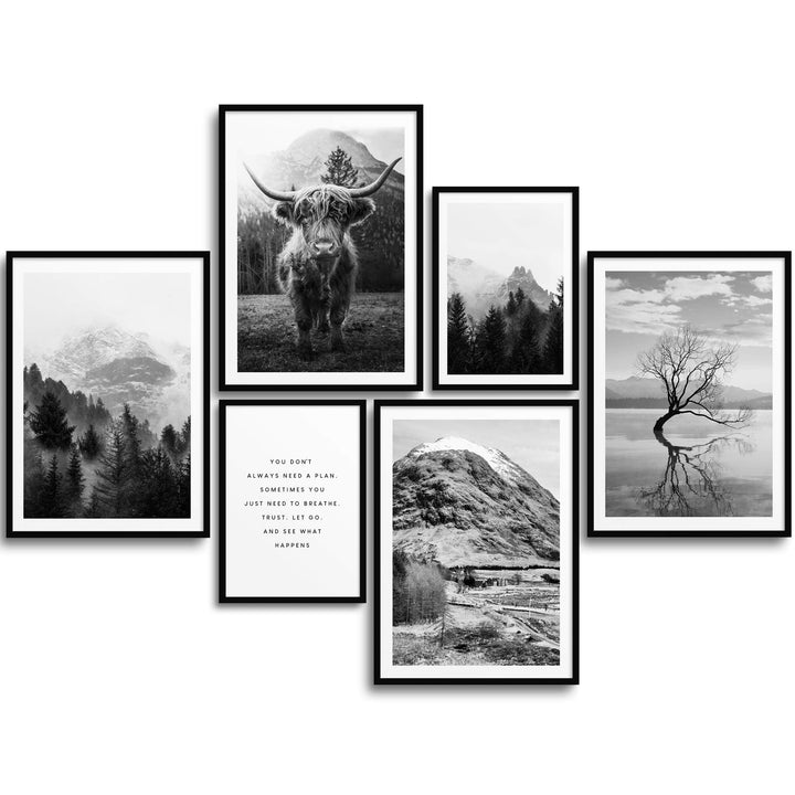MONOKO® Wohnzimmer Poster Set - Premium Bilder Set für Schlafzimmer - Stilvolle Wandbilder - 6er Set