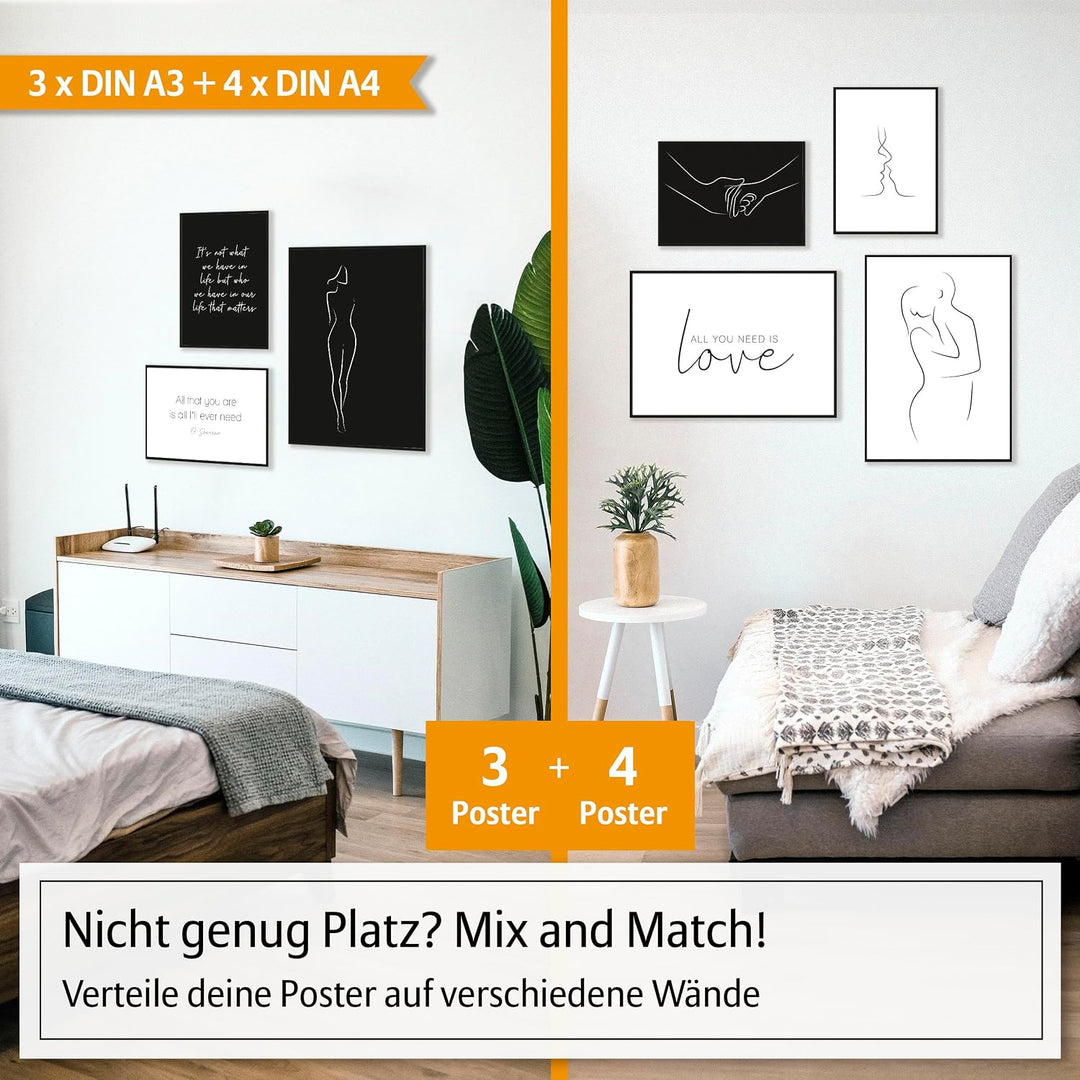 Hyggelig Home Premium Poster Set - 7 passende Bilder im stilvollen Set - Collage Bild Wand Deko - Se